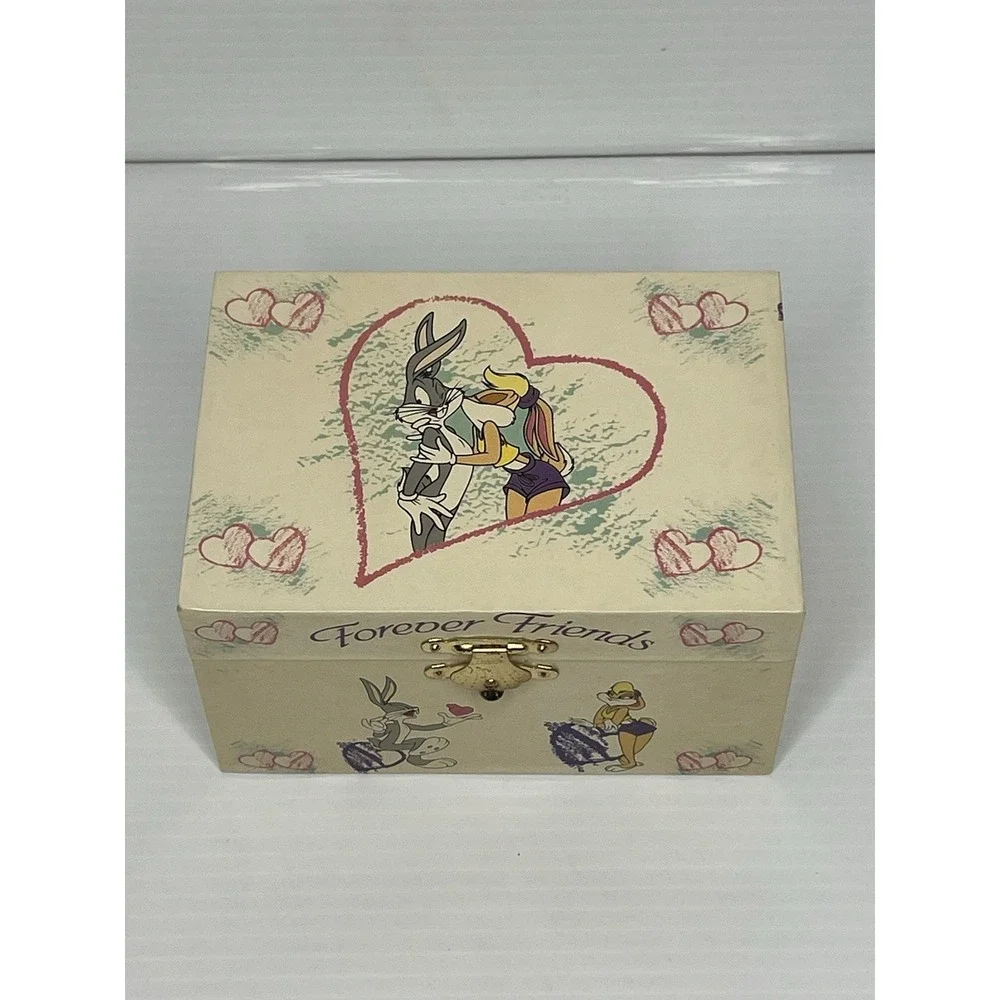 VTG 1997 Looney Tunes Forever Friends Bugs & Lola Bunny Musical Jewelry Box